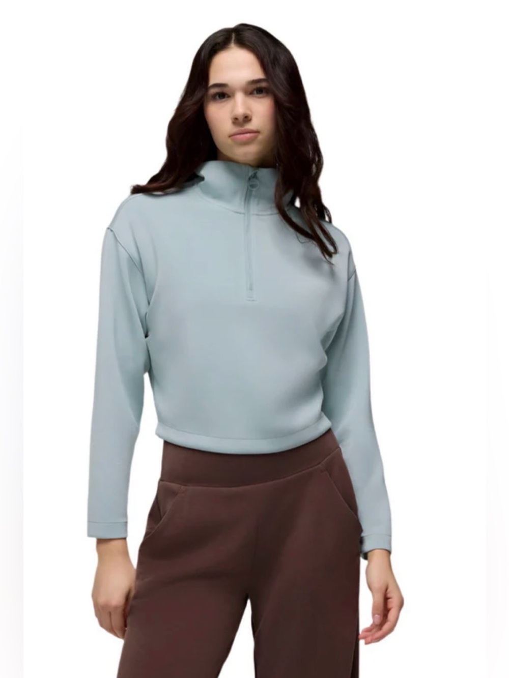 Prana Shea Half Zip In Saltwater Size Medium Hiking Sage Green Cropped NWT